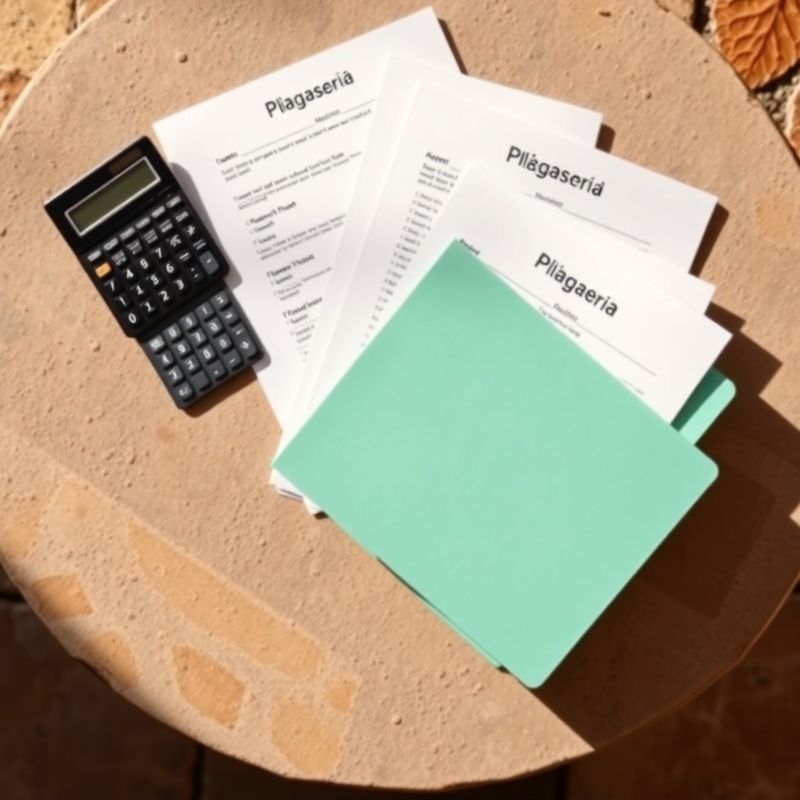 Documente fiscale și calculator pe birou stone-mint